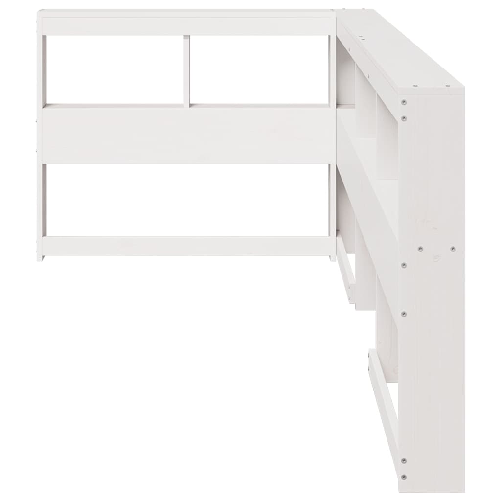 Estante cabeceira forma de L 75 cm madeira pinho maciça branco
