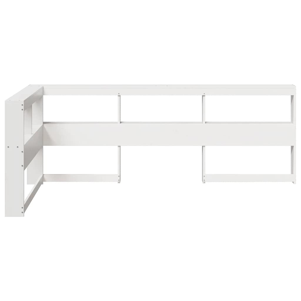 Estante cabeceira forma de L 75 cm madeira pinho maciça branco