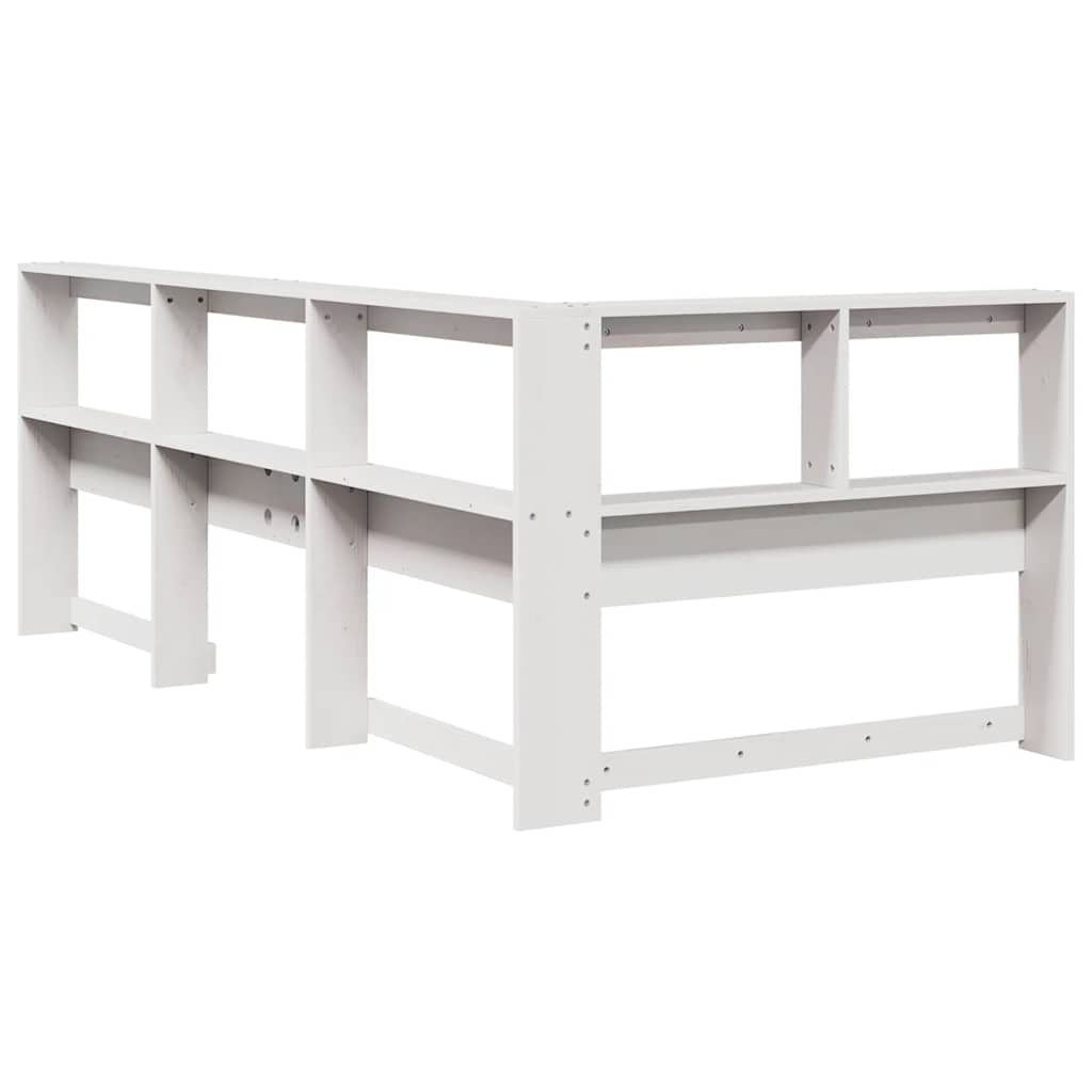 Estante cabeceira forma de L 75 cm madeira pinho maciça branco