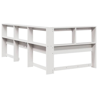 Estante cabeceira forma de L 75 cm madeira pinho maciça branco