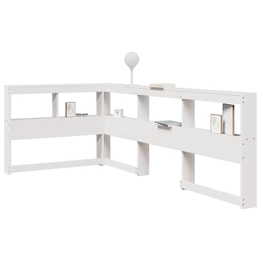 Estante cabeceira forma de L 75 cm madeira pinho maciça branco