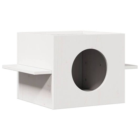 Casa do gato 51x35x30 cm madeira de pinho maciça branco