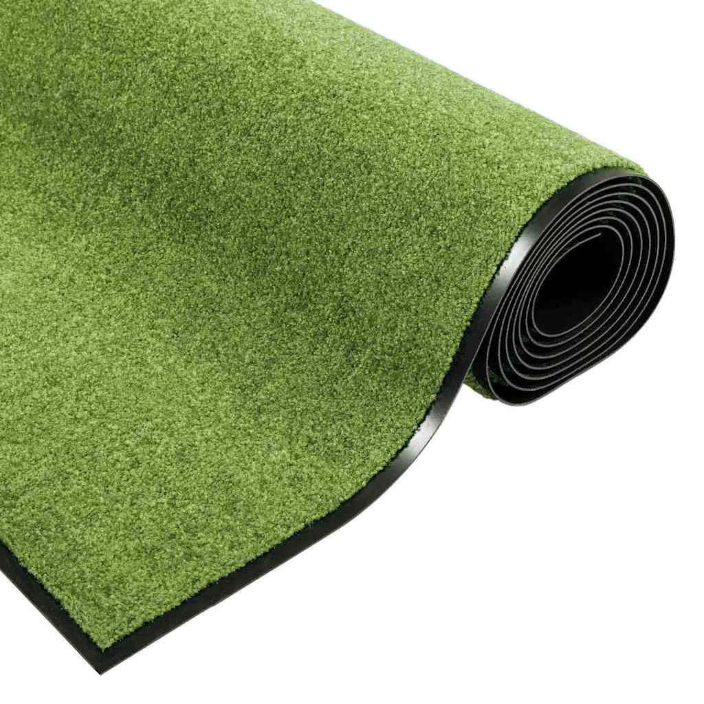 Tapete de Entrada Verde e Preto 120 x 300 cm Poliamida e PVC