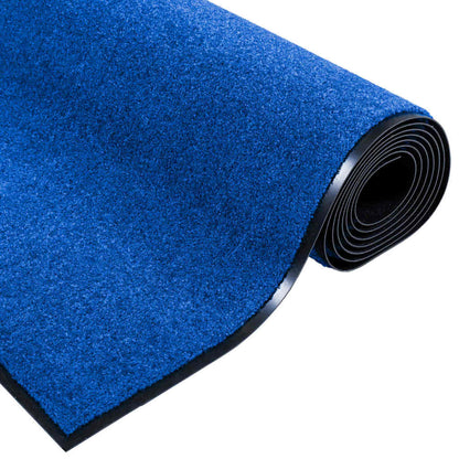 Tapete de Entrada Azul e Preto 120 x 300 cm Poliamida e PVC