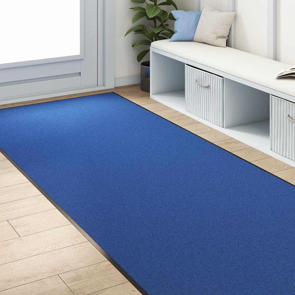Tapete de Entrada Azul e Preto 120 x 300 cm Poliamida e PVC