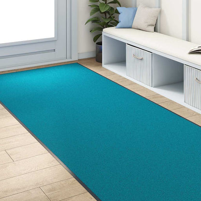 Tapete de Entrada Ciano e Preto 120 x 300 cm Poliamida e PVC
