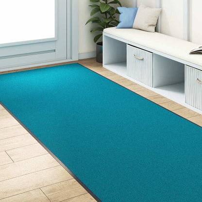 Tapete de Entrada Ciano e Preto 120 x 400 cm Poliamida e PVC