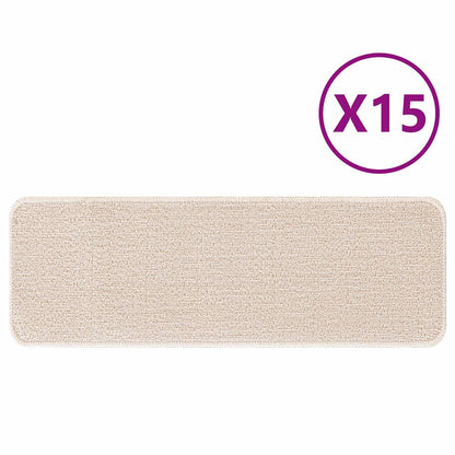 Tapetes Antiderrapantes para Escadas 15 pcs Creme 60 x 25 cm PP