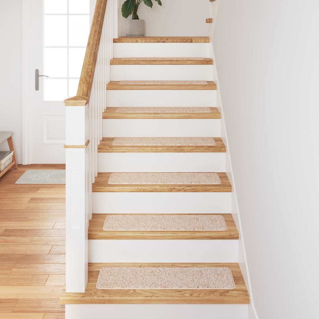 Tapetes Antiderrapantes para Escadas 15 pcs Creme 75 x 20 cm PP