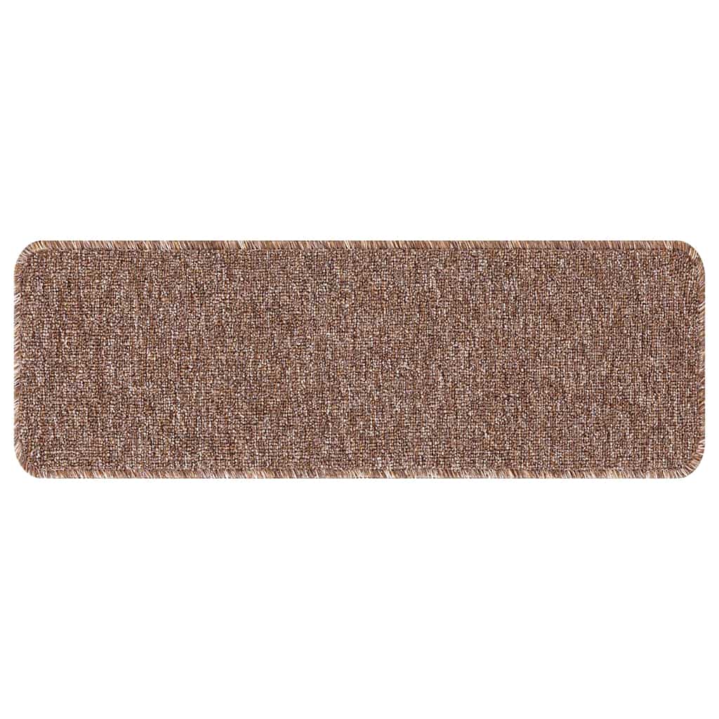 Tapetes Antiderrapantes para Escadas 15 pcs Castanho 60 x 25 cm