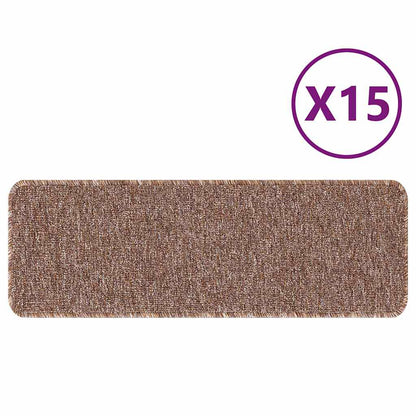 Tapetes Antiderrapantes para Escadas 15 pcs Castanho 60 x 25 cm