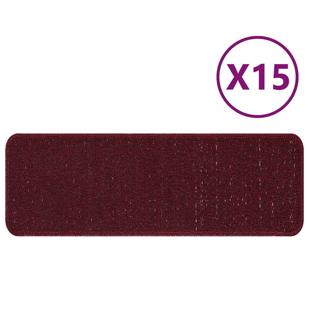 Tapetes Antiderrapantes para Escadas 15 pcs Bordô 60 x 25 cm PP