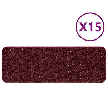 Tapetes Antiderrapantes para Escadas 15 pcs Bordô 60 x 25 cm PP