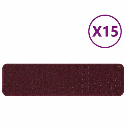 Tapetes Antiderrapantes para Escadas 15 pcs Bordô 75 x 20 cm PP