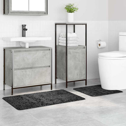 Conjunto de Tapetes de Banho Antiderrapantes 2 pcs Cinza Escuro