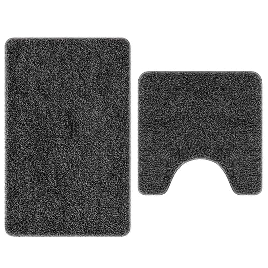 Conjunto de Tapetes de Banho Antiderrapantes 2 pcs Cinza Escuro