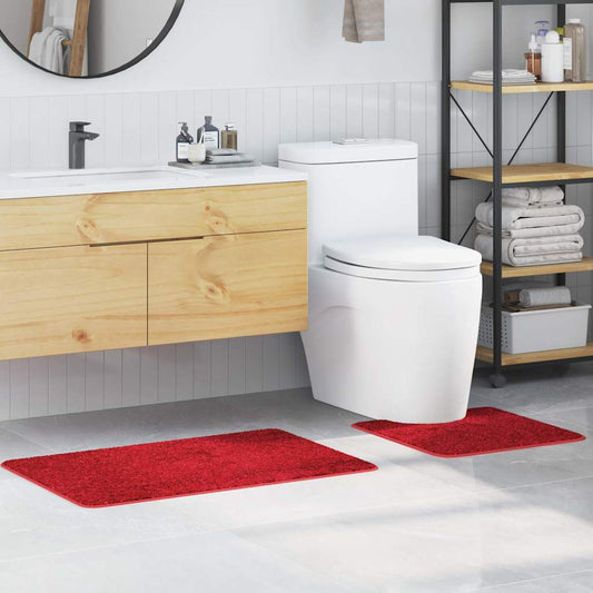 Conjunto de Tapetes de Banho Antiderrapantes 2 pcs Vermelho PP