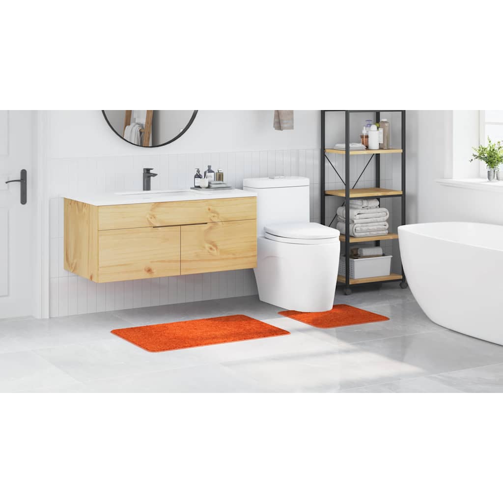 Conjunto de Tapetes de Banho Antiderrapantes 2 pcs Laranja PP