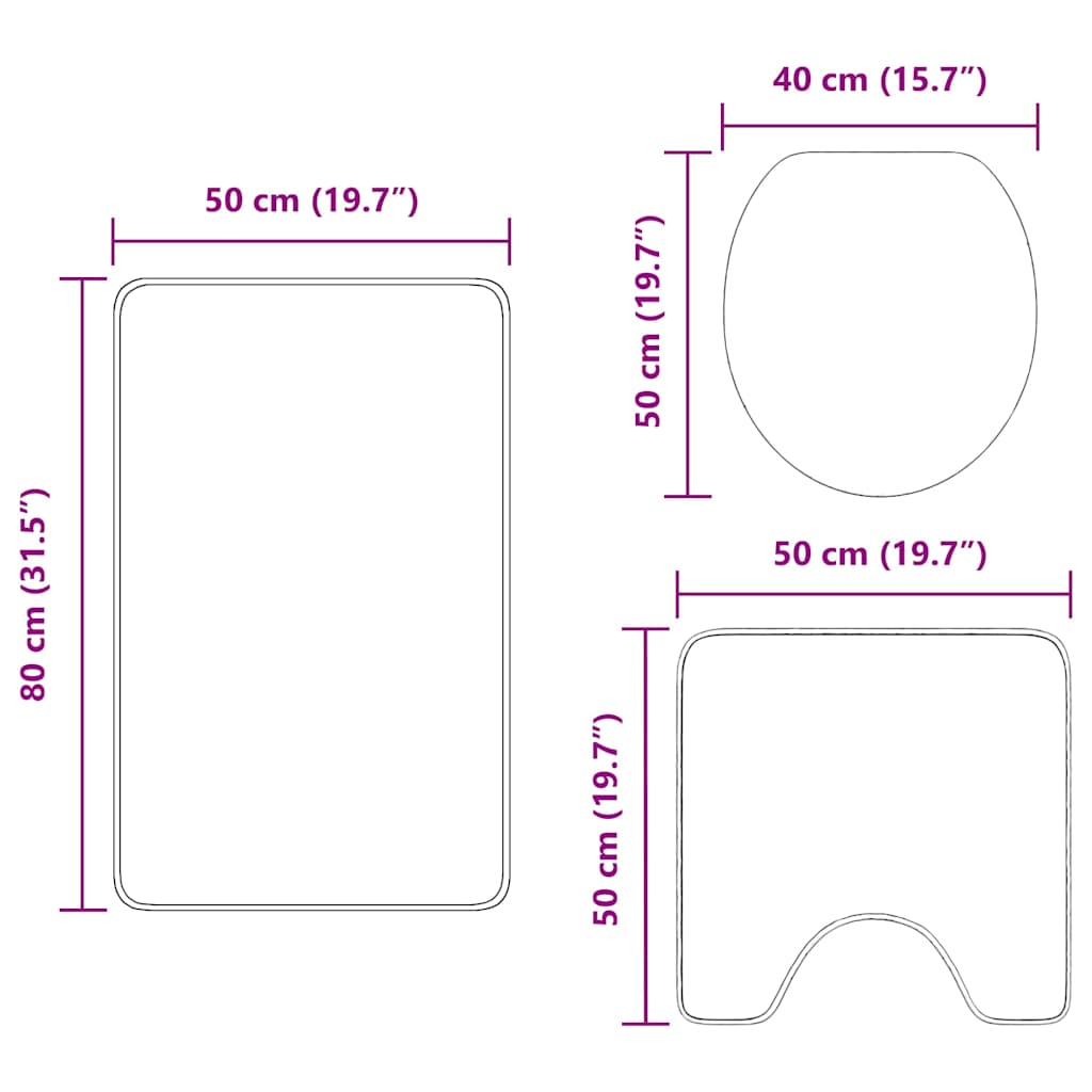 Conjunto de Tapetes de Banho Antiderrapantes 3 pcs