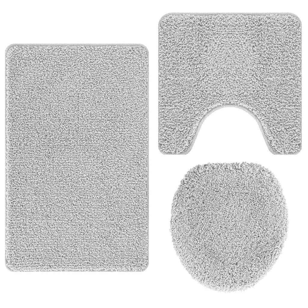 Conjunto de Tapetes de Banho Antiderrapantes 3 pcs Cinzeto