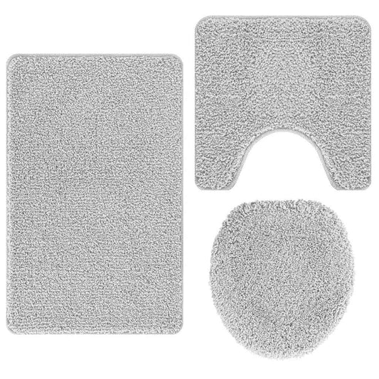 Conjunto de Tapetes de Banho Antiderrapantes 3 pcs Cinzeto