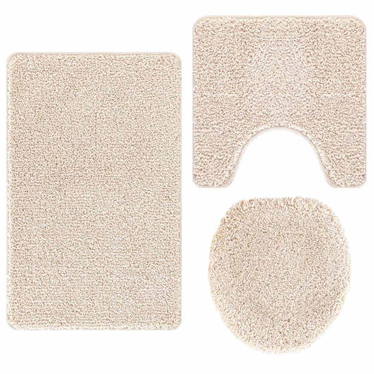 Conjunto de Tapetes de Banho Antiderrapantes 3 pcs Creme