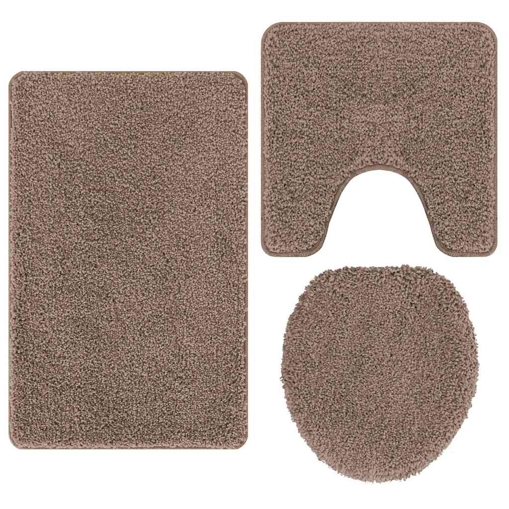 Conjunto de Tapetes de Banho Antiderrapantes 3 pcs Castanho