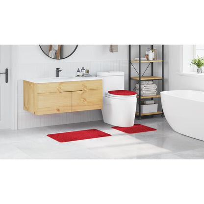 Conjunto de Tapetes de Banho Antiderrapantes 3 pcs Vermelho