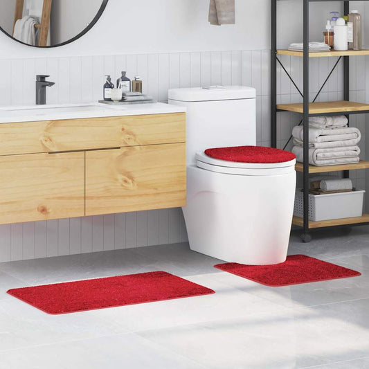 Conjunto de Tapetes de Banho Antiderrapantes 3 pcs Vermelho