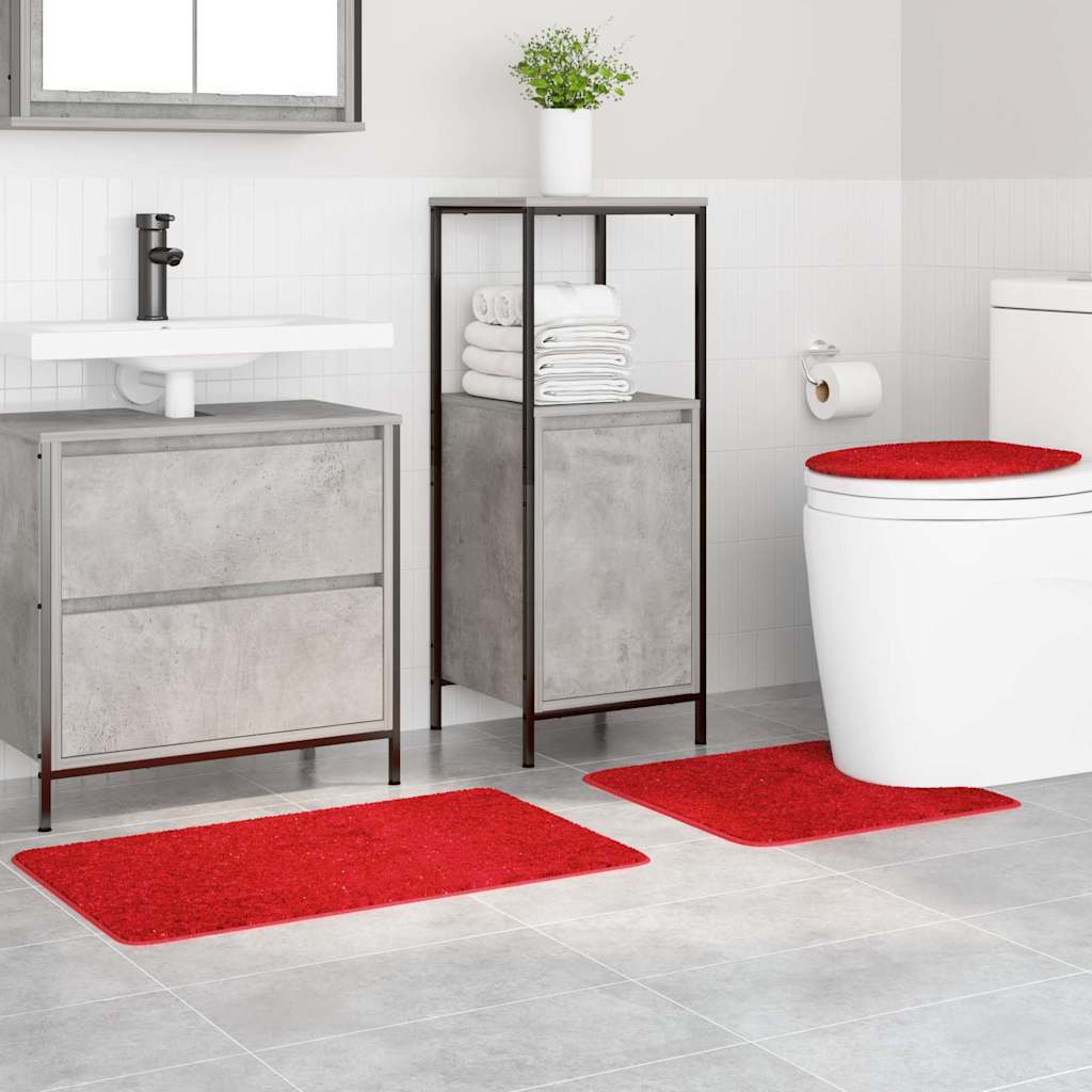 Conjunto de Tapetes de Banho Antiderrapantes 3 pcs Vermelho