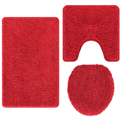 Conjunto de Tapetes de Banho Antiderrapantes 3 pcs Vermelho
