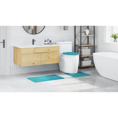 Conjunto de Tapetes de Banho Antiderrapantes 3 pcs Turquesa