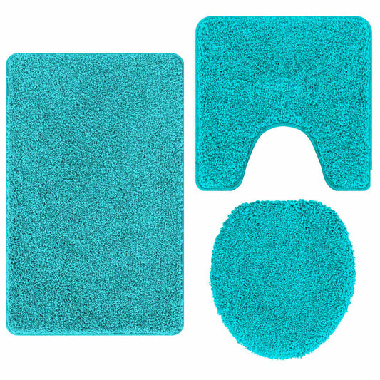 Conjunto de Tapetes de Banho Antiderrapantes 3 pcs Turquesa