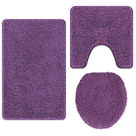 Conjunto de Tapetes de Banho Antiderrapantes 3 pcs Roxo