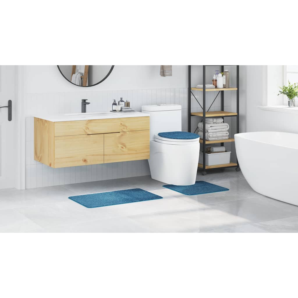 Conjunto de Tapetes de Banho Antiderrapantes 3 pcs Azul