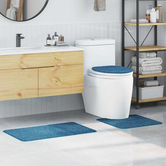 Conjunto de Tapetes de Banho Antiderrapantes 3 pcs Azul