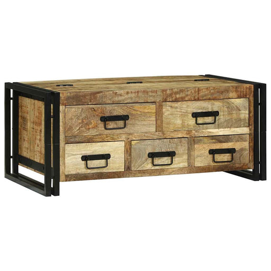 Mesa de centro Castanho Madeira de mangueira áspera maciça