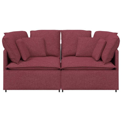 Sofá modular com almofadas tecido vermelho tinto