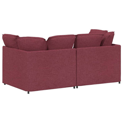 Sofá modular com almofadas tecido vermelho tinto