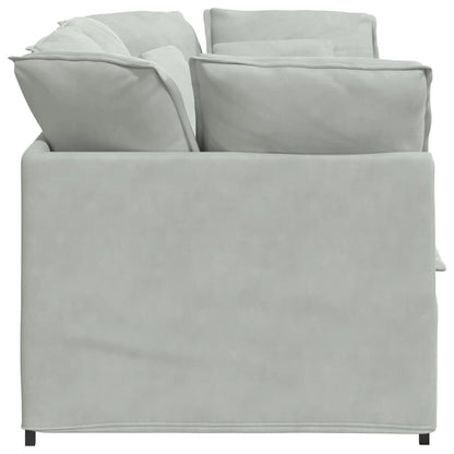 Sofá modular com almofadas veludo cinzento-claro