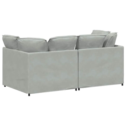 Sofá modular com almofadas veludo cinzento-claro