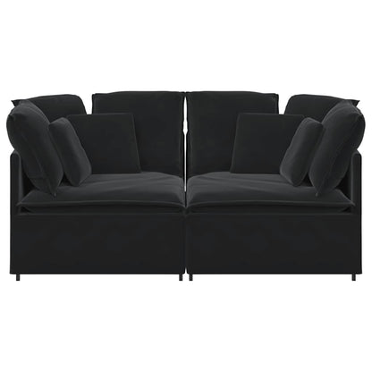 Sofá modular com almofadas veludo preto