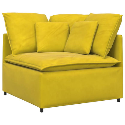 Sofá modular com almofadas veludo amarelo