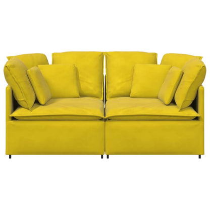 Sofá modular com almofadas veludo amarelo