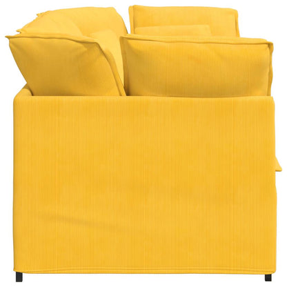 Sofá modular com almofadas tecido corduroy amarelo-claro