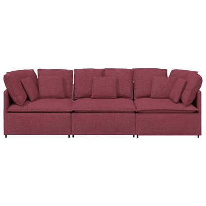 Sofá modular com almofadas tecido vermelho tinto