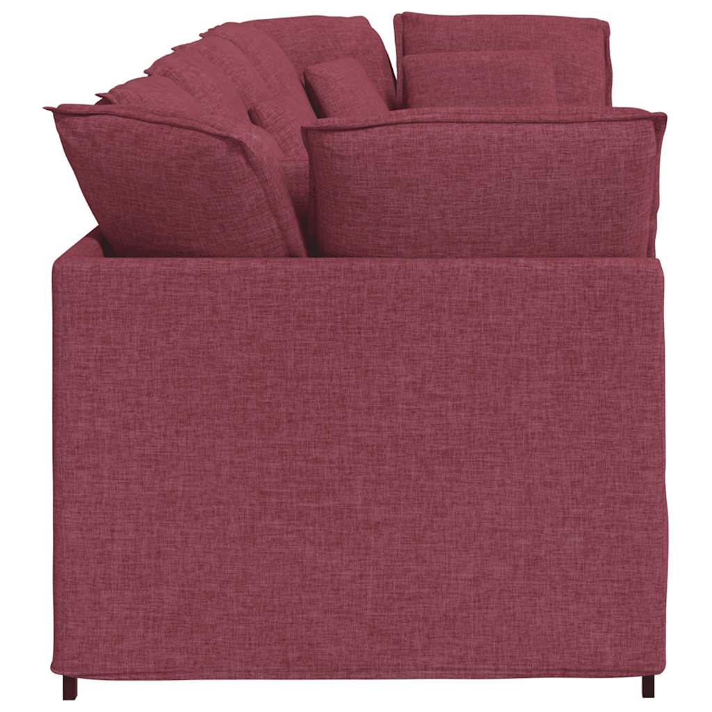 Sofá modular com almofadas tecido vermelho tinto