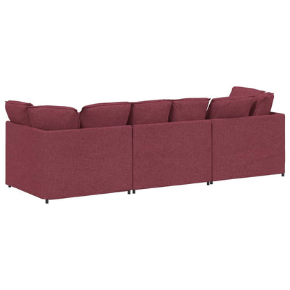 Sofá modular com almofadas tecido vermelho tinto
