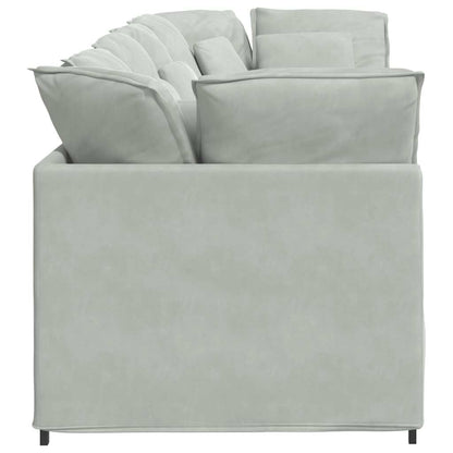 Sofá modular com almofadas veludo cinzento-claro