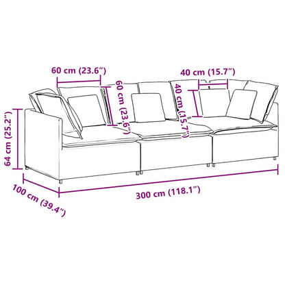 Sofá modular com almofadas tecido corduroy laranja vermelho